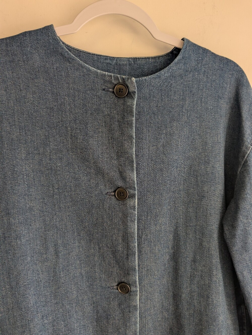 Muji Ladies Long Denim Coat Jacket in Deep Indigo - Picture 4 of 10